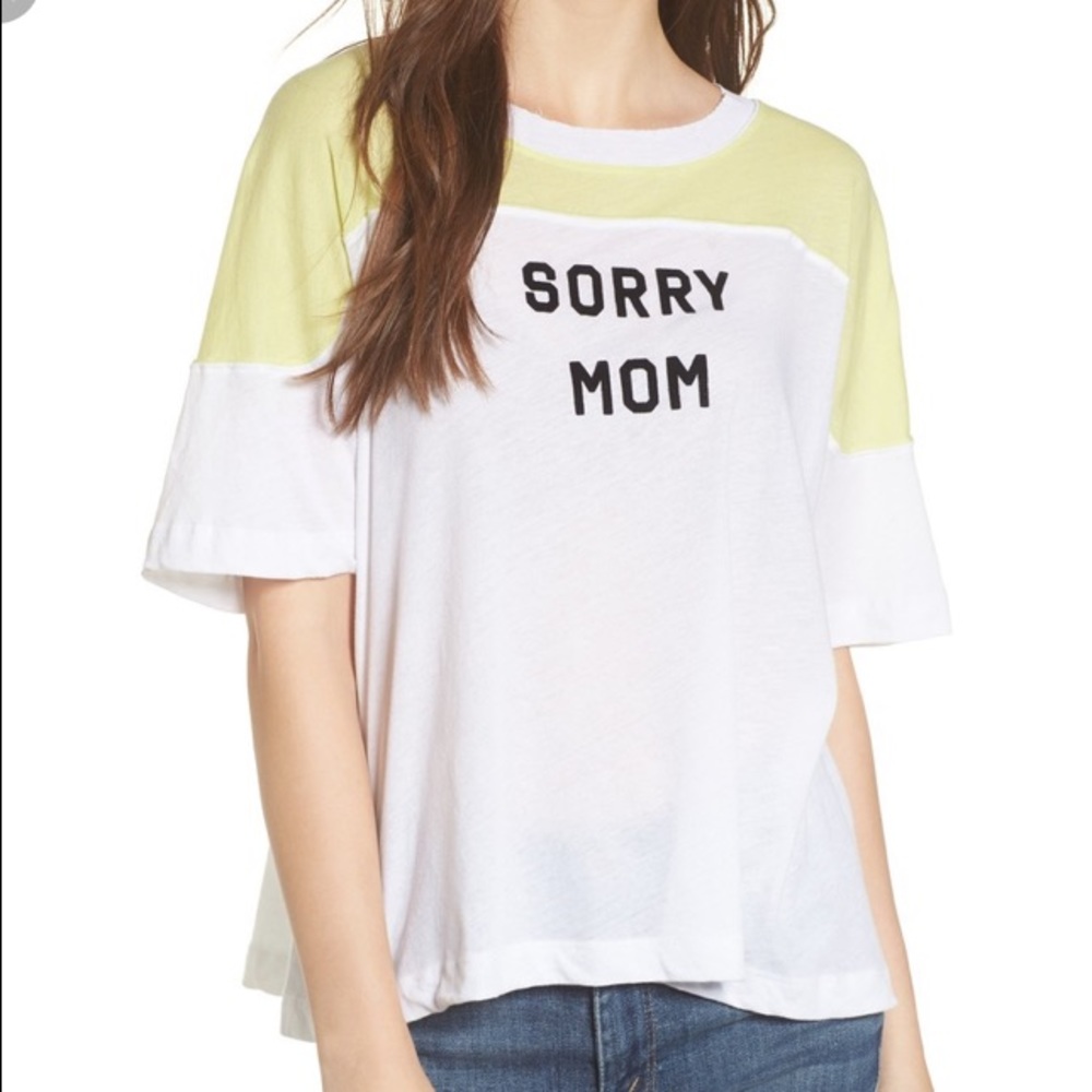 WILDFOX Sorry Mom Samuel Tee Yellow NWT Size XXS